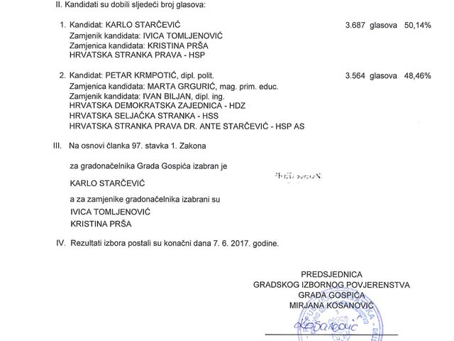 FAksimir odluke GIP-a Gospić/Foto Lika press Gospić                                                                                                                                                                                                       